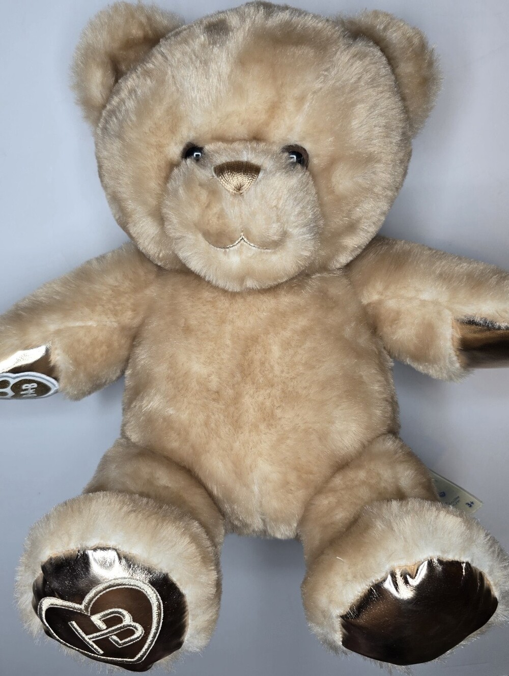 Build A Bear HeartBox Teddy Bear Plush Tan Beige Gold Paw Pads 2021 BAB 10"